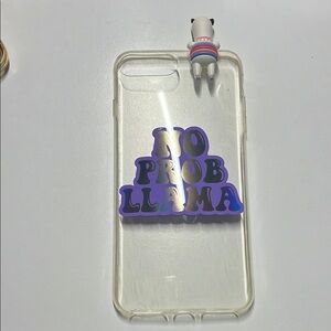 Clear Phone Case with Purple Text and Llama Figure- iPhone 7/8 Plus
